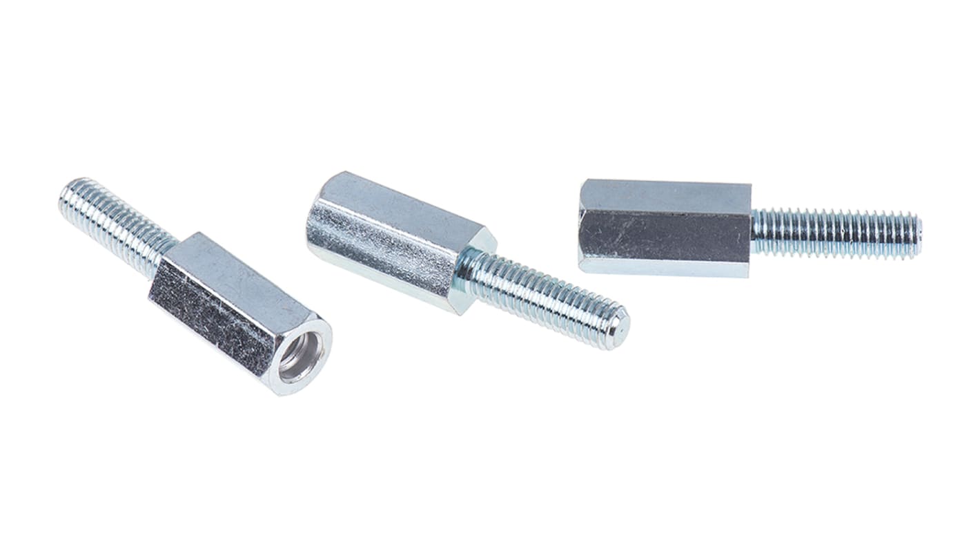 RS PRO Standoff, M6 x M6 Thread, 20mm Body, Steel, Male/Female, 20mm Stud