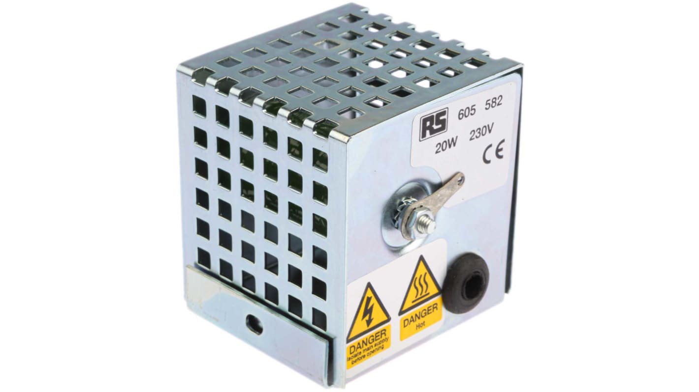 RS PRO Enclosure Heater, 230V ac, 20W Output, 20W Input, 45°C, 70mm x 65mm x 67mm