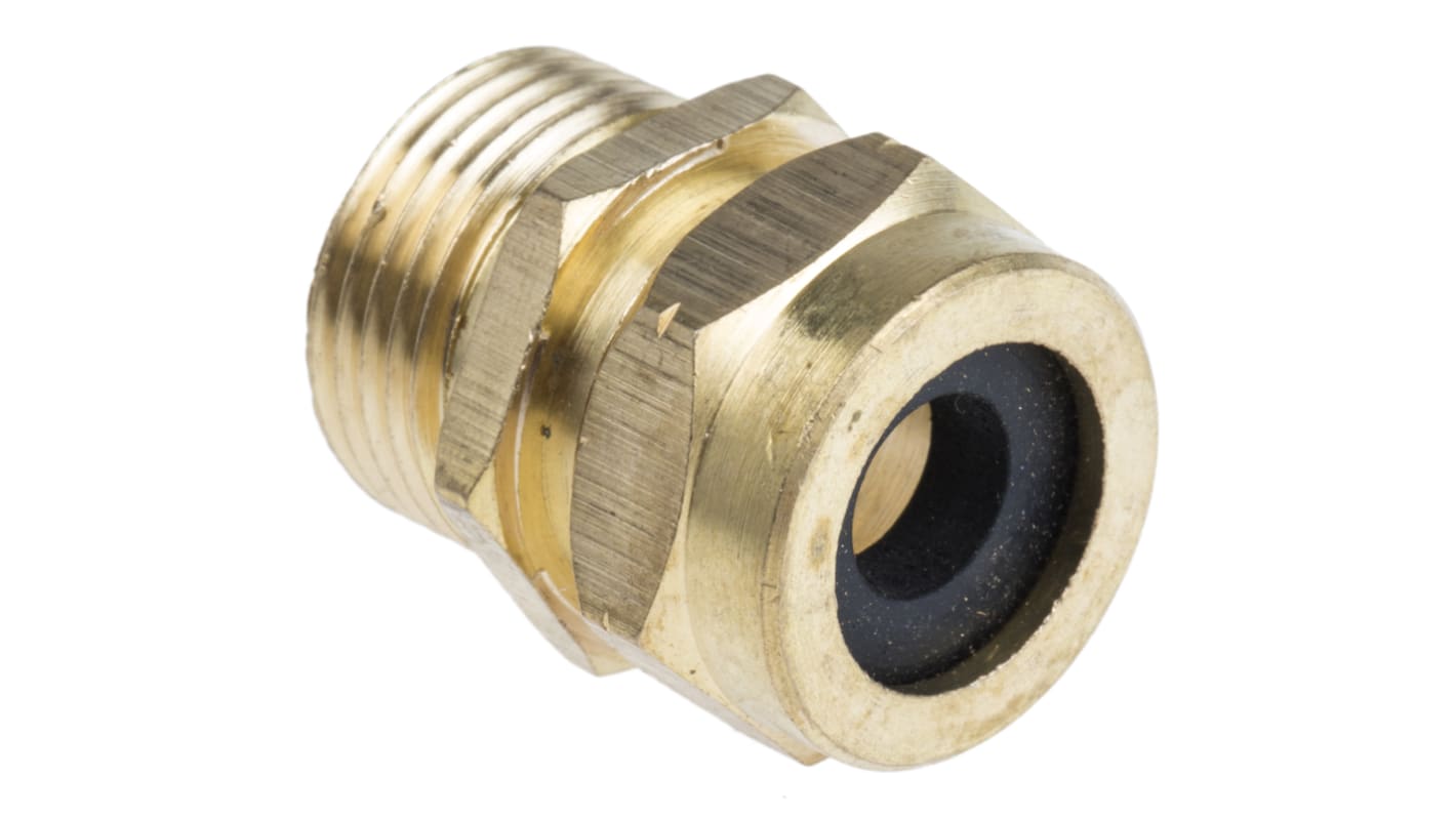 RS PRO Brass Brass Cable Gland, M20 Thread, 8mm Min, 10mm Max