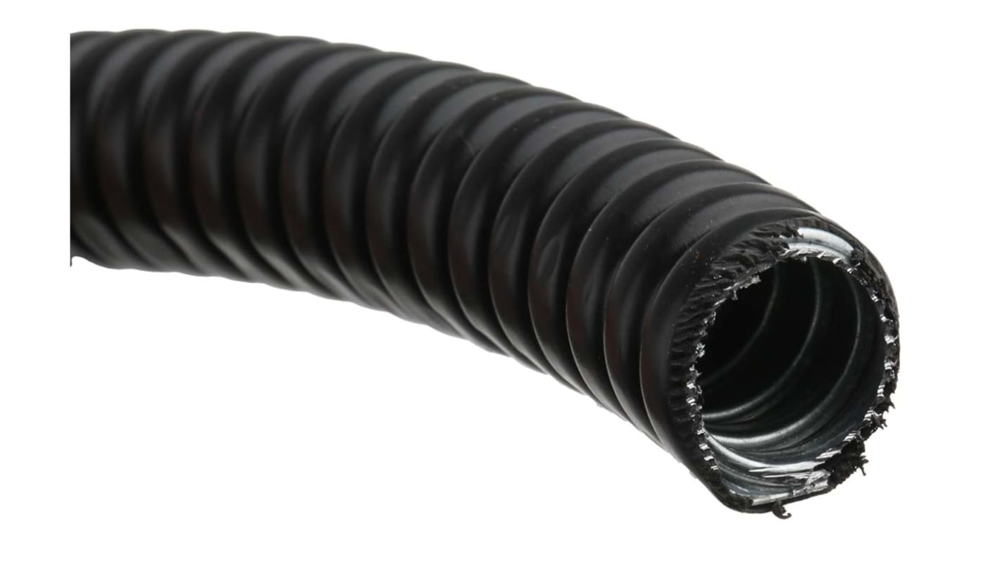 Adaptaflex Flexible Conduit, 16mm Nominal Diameter, Galvanised Steel, Black