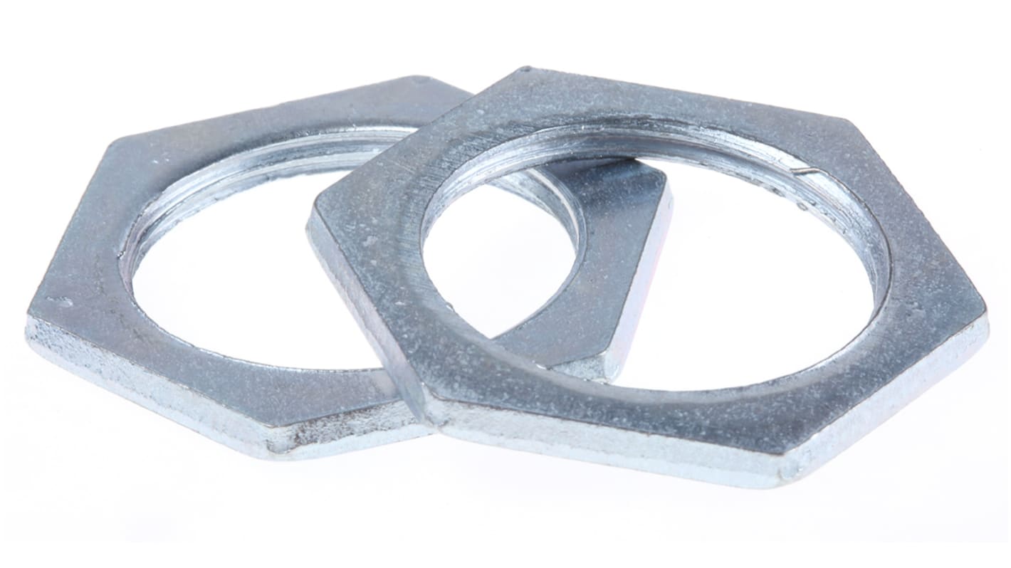RS PRO Silver Steel Cable Gland Locknut, M25 Thread