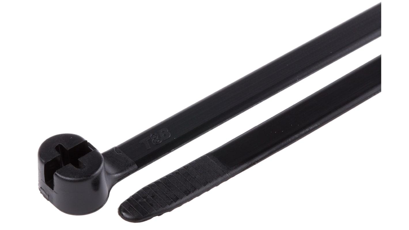 Thomas & Betts Cable Ties, 203.2mm x 7.6 mm, Black Nylon, Pk-100