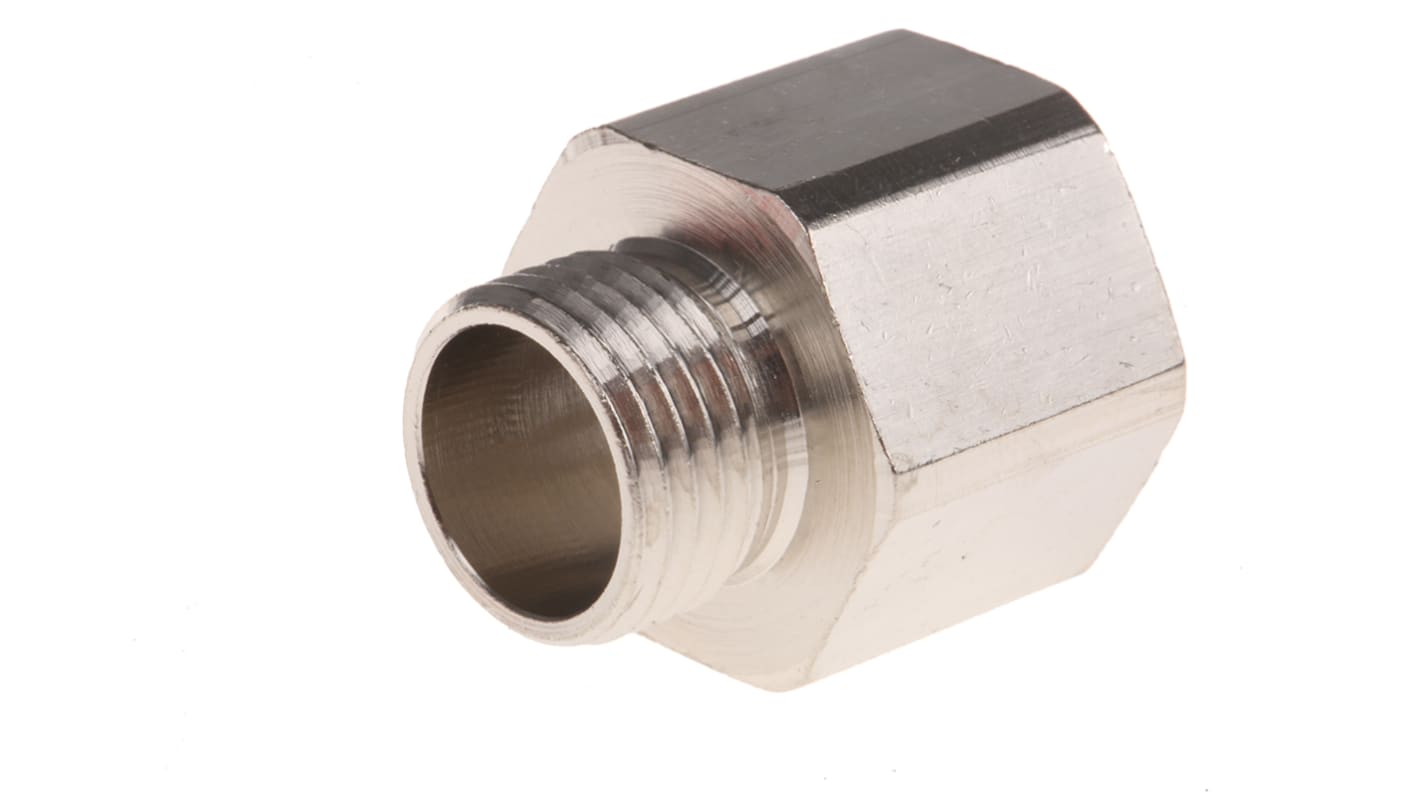RS PRO Messing Kabelrohr Befestigung Gewindekonverter PG9 → M20 9mm Silber Nickelplattiert-Finish