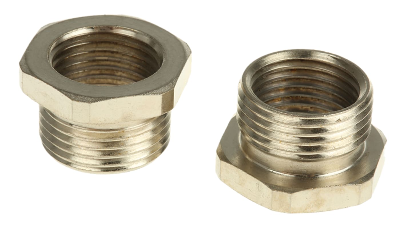 RS PRO Messing Kabelrohr Befestigung Gewindekonverter PG11 → M16 16mm Silber Nickelplattiert-Finish