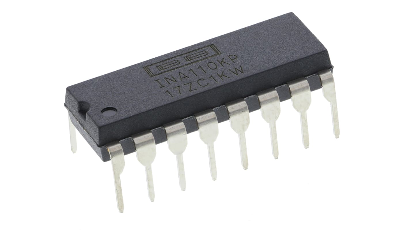 INA110KP Texas Instruments, Instrumentation Amplifier, 500μV Offset 2.5MHz, 16-Pin PDIP