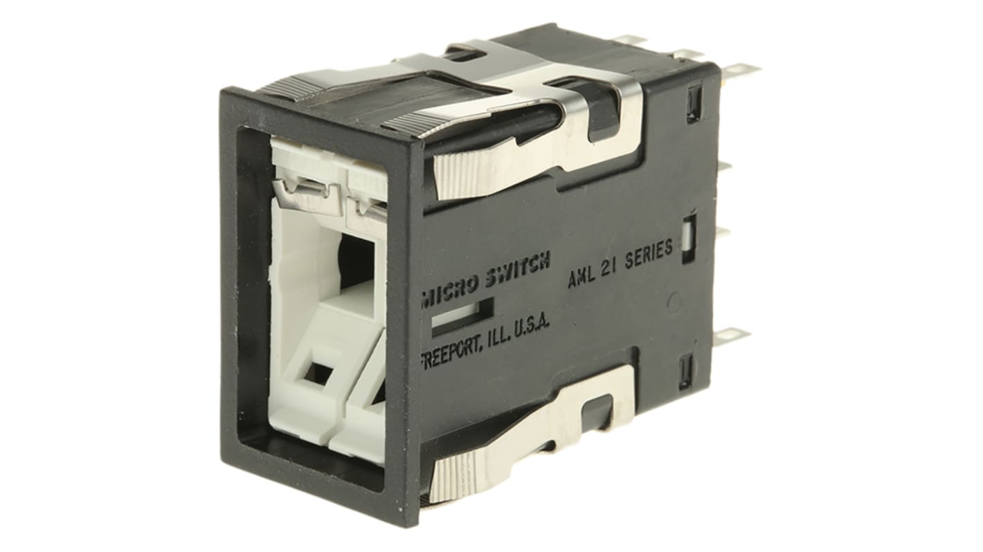 Honeywell Push Button Switch, Latching, Panel Mount, DPDT