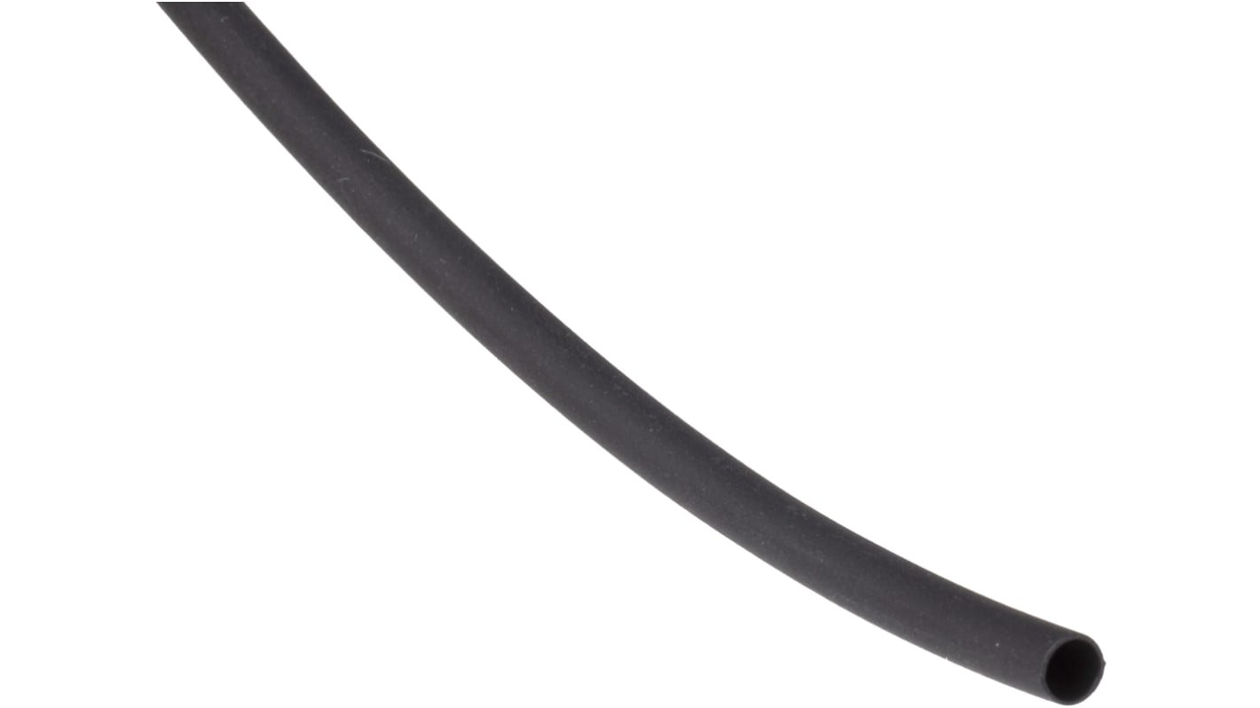 RS PRO 阻燃聚烯烃热缩管, 黑色, Φ2.4mm, 25m长, 2:1收缩比, 1.2mm收缩径, -55 → +135 °C