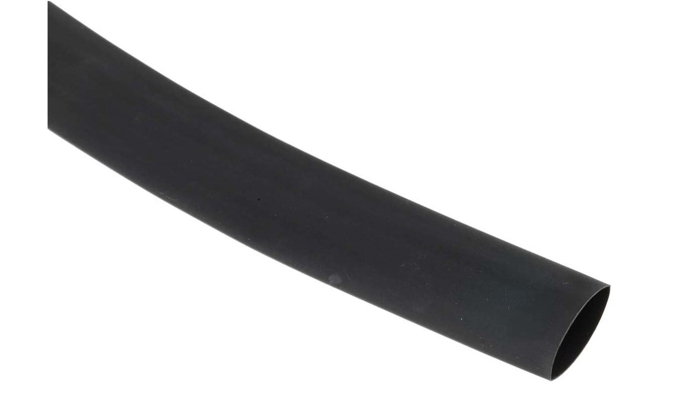 RS PRO Heat Shrink Tubing, Black 12.7mm Sleeve Dia. x 10m Length 2:1 Ratio