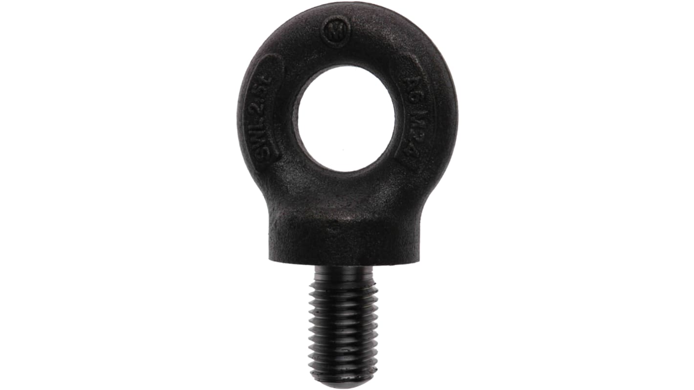 RS PRO Carbon Steel Eye Bolt, M24 Thread, 40mm Thread Length, 35mm Internal Eye Diameter, 77mm Outer Eye Diameter, 2.5t