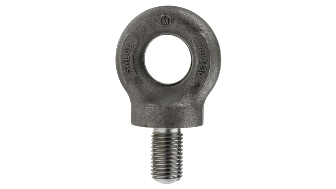 RS PRO Carbon Steel Eye Bolt, M30 Thread, 51mm Thread Length, 51mm Internal Eye Diameter, 96mm Outer Eye Diameter, 4t