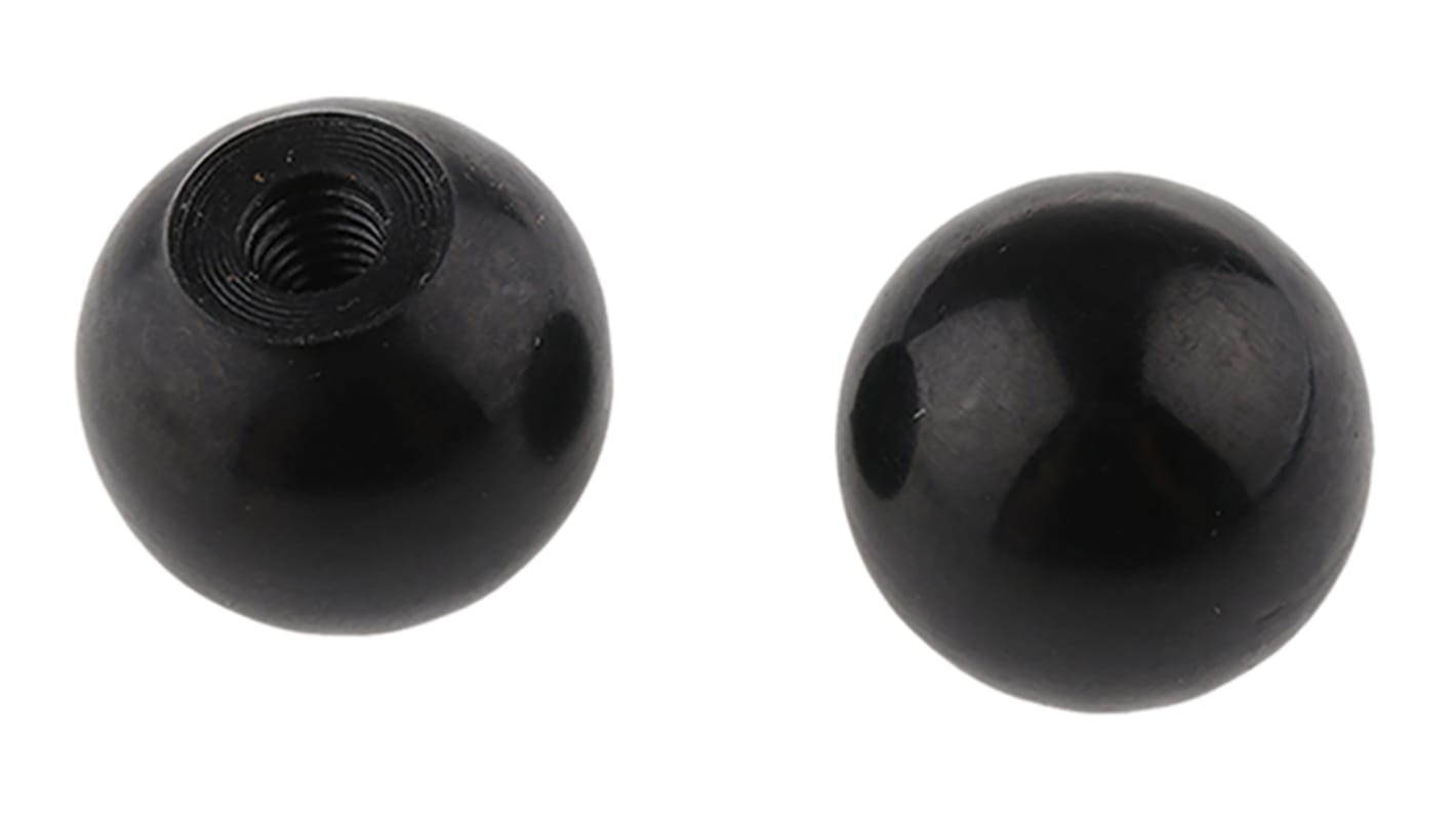 RS PRO Black Ball Clamping Knob, M4, Threaded Hole