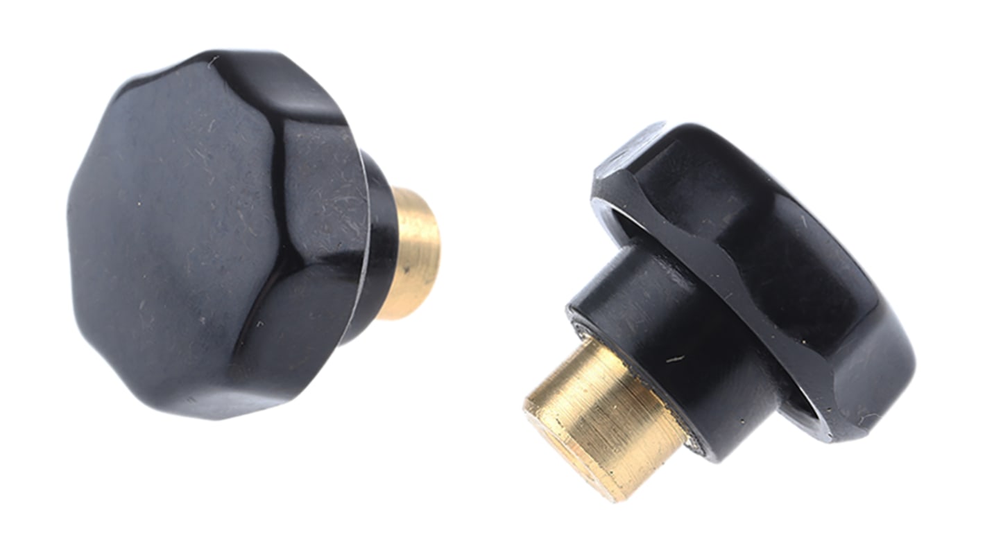 RS PRO Black Multiple Lobes Clamping Knob, M5, Threaded Hole