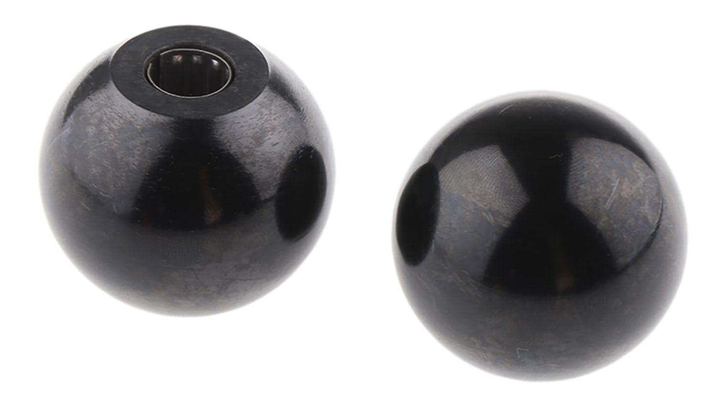 RS PRO Black Duroplast Ball Clamping Knob, Unthreaded Hole