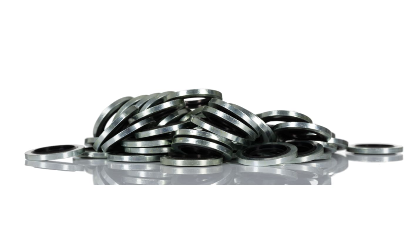 RS PRO Nitrile Rubber Bonded Seals Washer, 13.74mm Bore, 20.57mm Outer Diameter