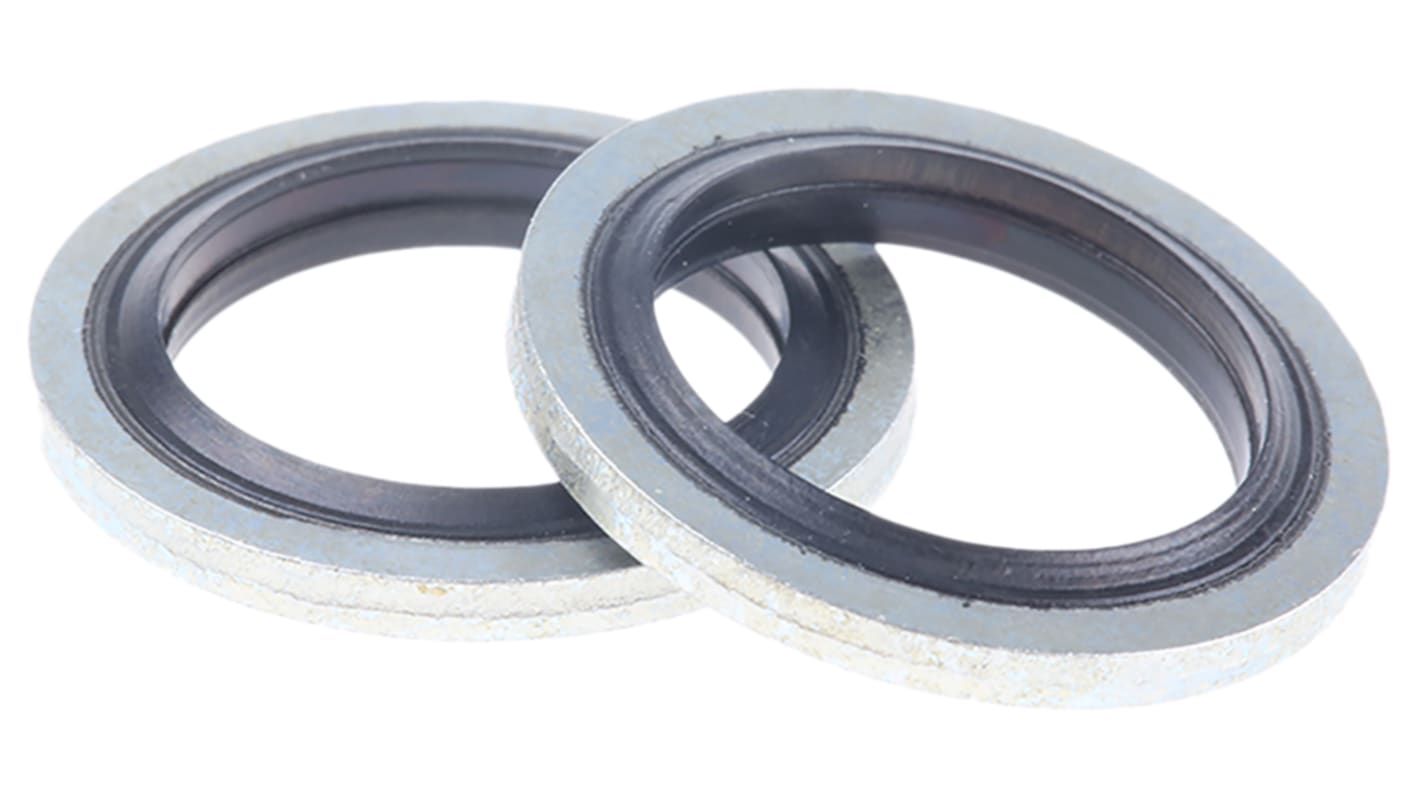 RS PRO Nitrile Rubber Bonded Seals Washer, 12.7mm Bore, 18mm Outer Diameter