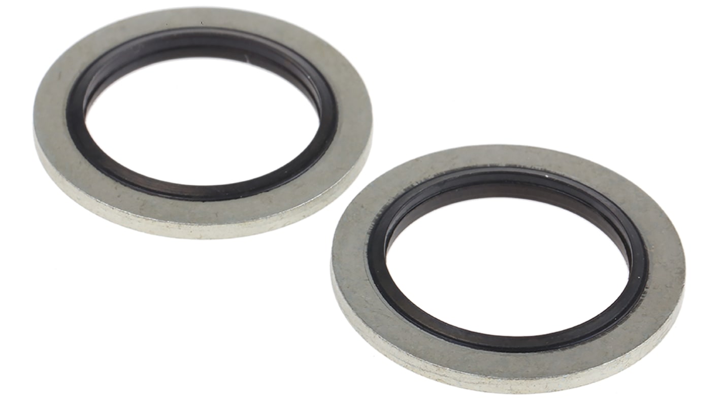 RS PRO Nitrile Rubber Bonded Seals Washer, 16.7mm Bore, 24mm Outer Diameter