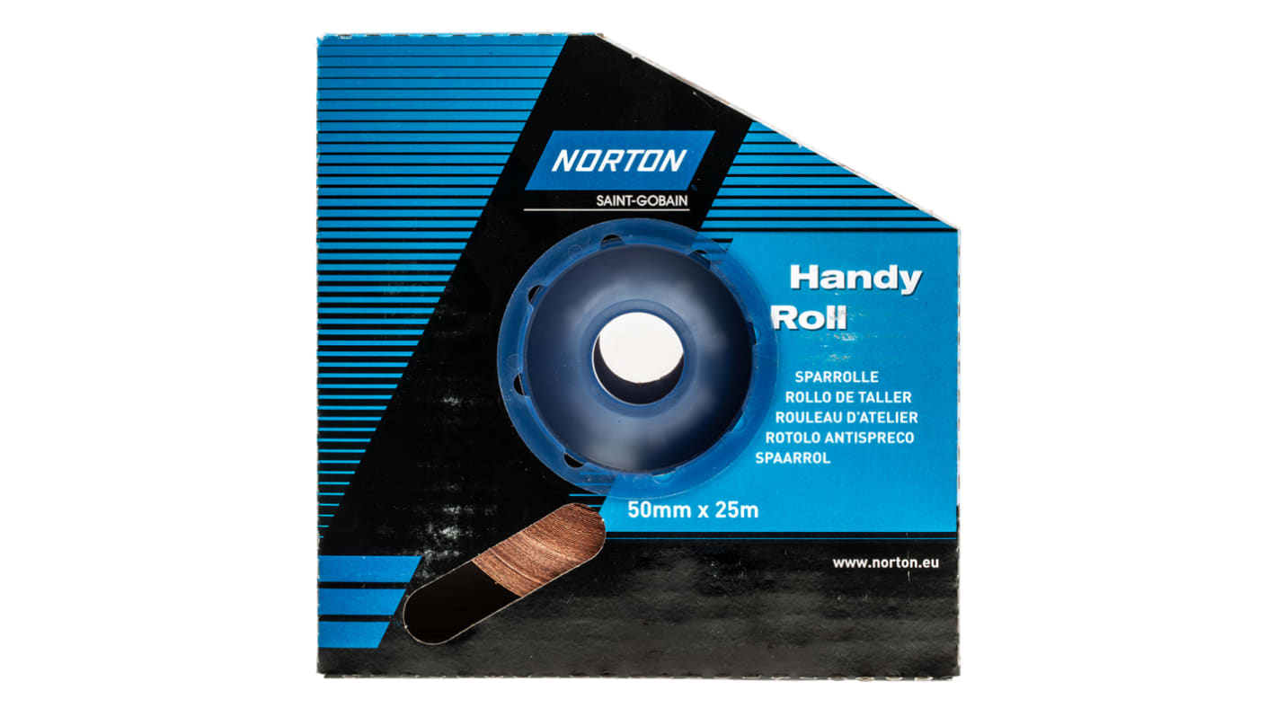 Norton P120 Grit Fine Sandpaper Roll, 25m x 50mm