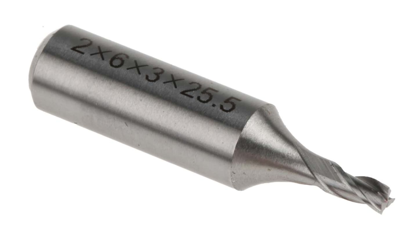 Dormer End Mill, 2mm Cutter, HSCo, 6 mm Shank, 3mm Cut