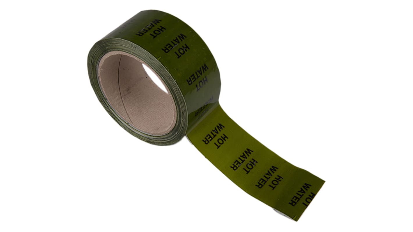 RS PRO Green PP, Vinyl Pipe Marking Tape, text Hot Water, Dim. W 50mm x L 33m