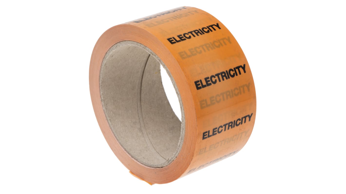 RS PRO Orange PP, Vinyl Pipe Marking Tape, text Electricity, Dim. W 50mm x L 33m