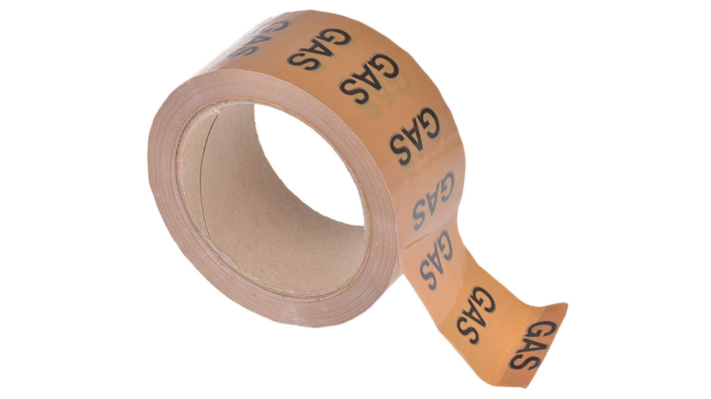 RS PRO Beige PP, Vinyl Pipe Marking Tape, text Gas, Dim. W 50mm x L 33m