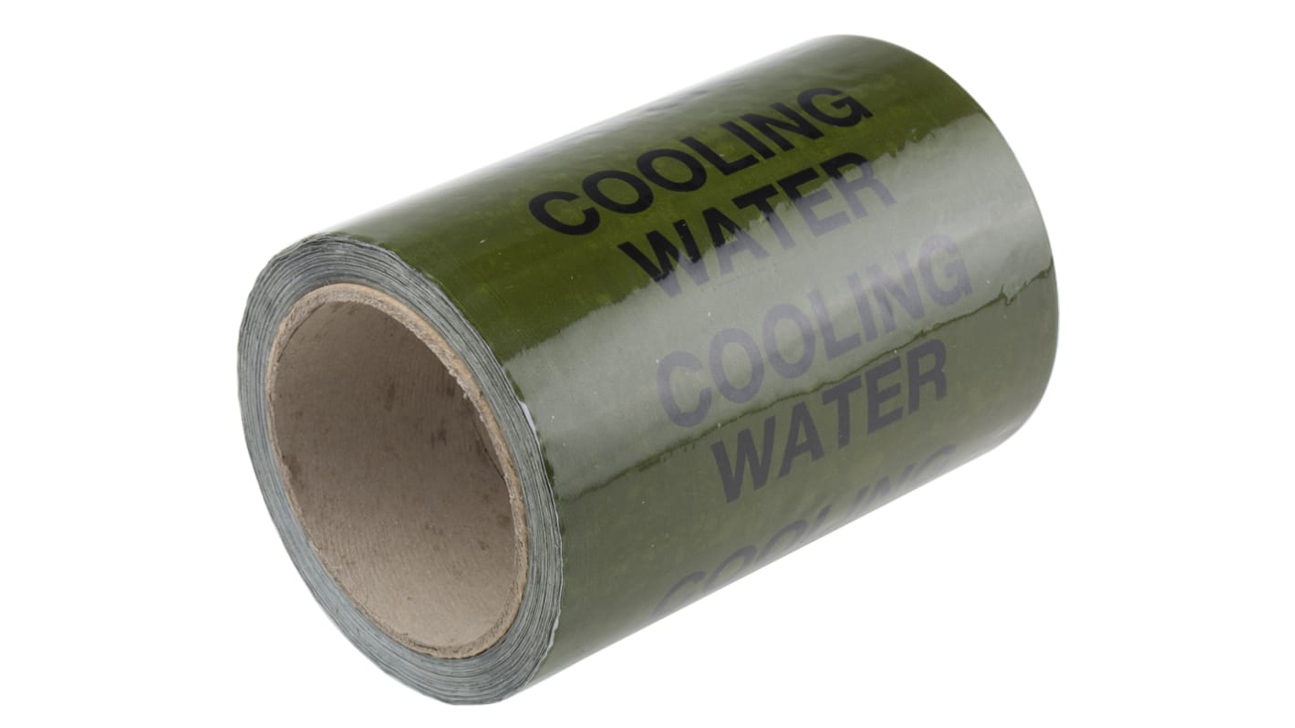 RS PRO Green PP, Vinyl Pipe Marking Tape, text Cooling Water, Dim. W 150mm x L 33m