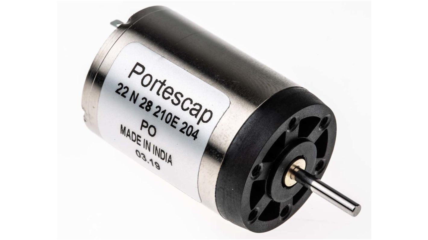 Portescap Brushed DC Motor, 3.8 W, 12 V dc, 7.3 mNm, 5900 rpm, 2mm Shaft Diameter