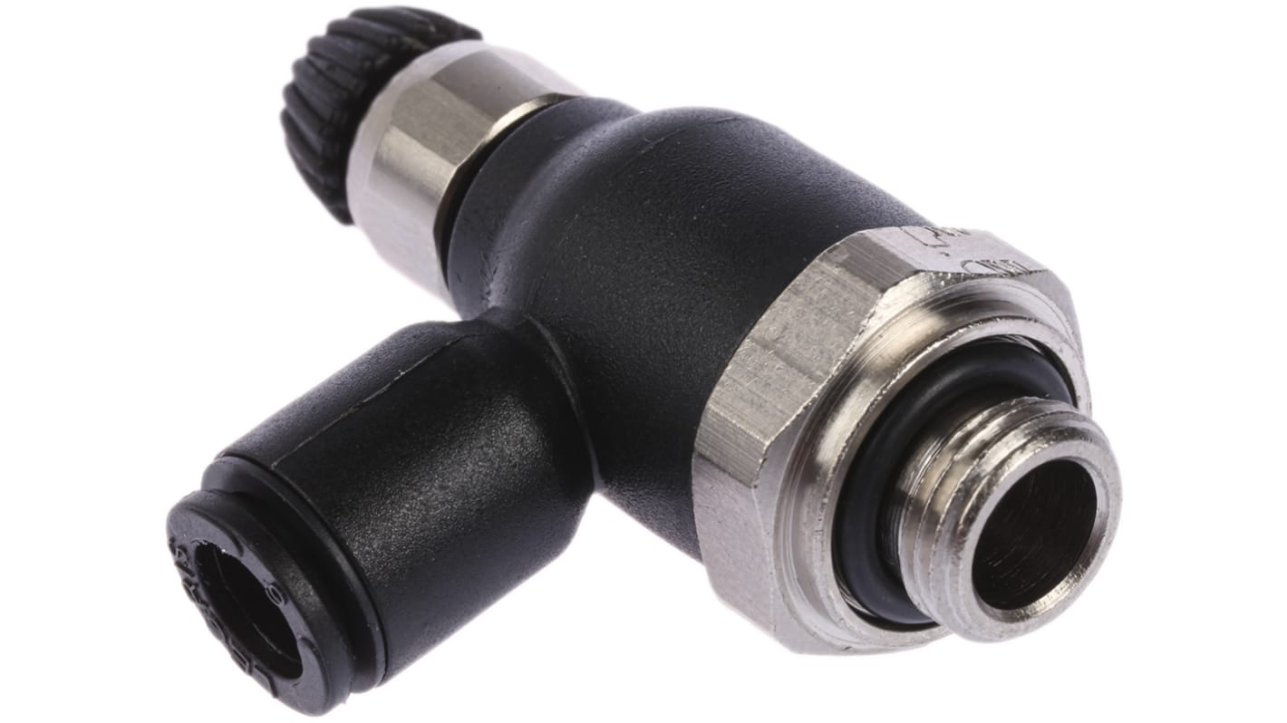 Legris 7060 Series Threaded Exhaust Regulator, G 1/8 Male Inlet Port x 6mm Tube Outlet Port