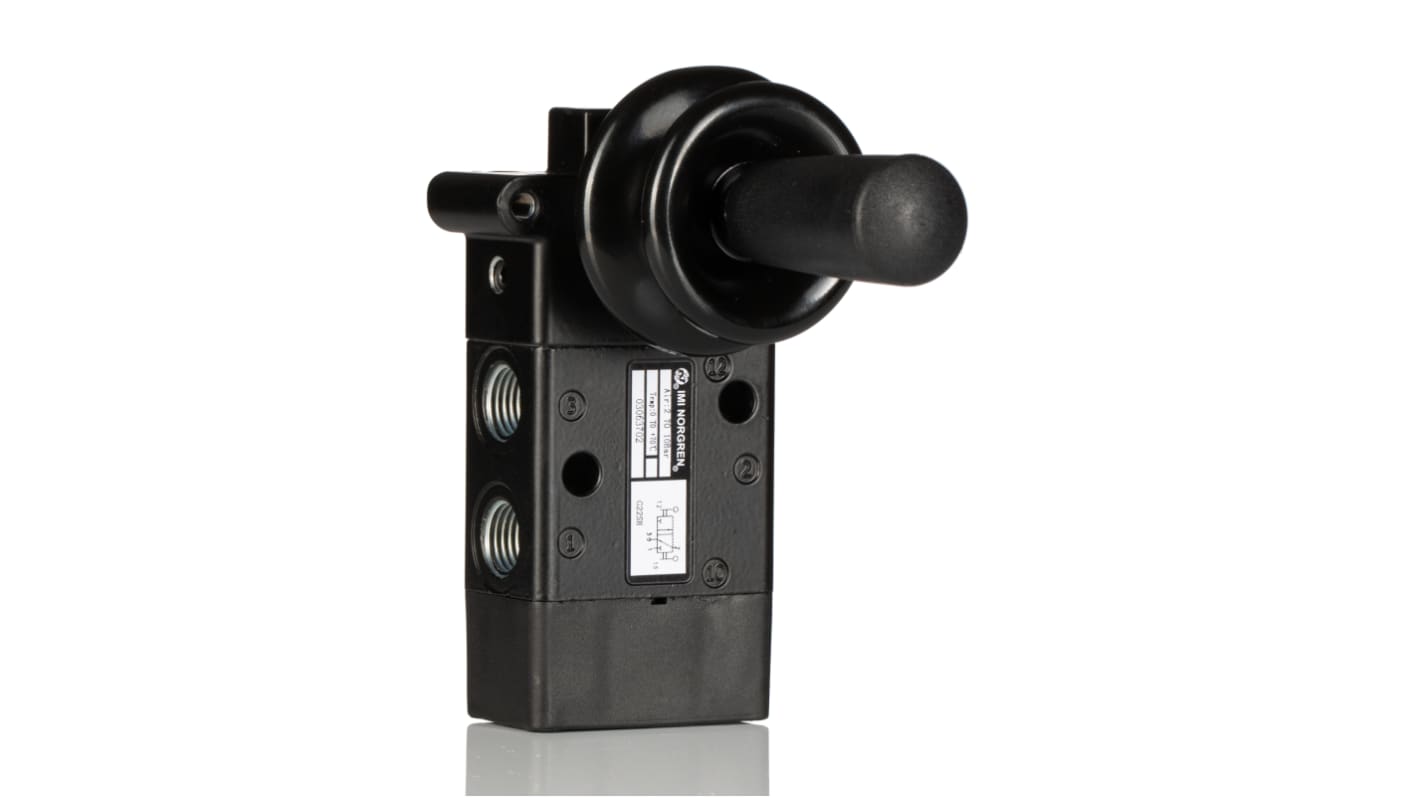 Norgren Manuel styreventil til pneumatik, Arm aktuator, Sort, G 1/4, Zinklegering 1/4tommer G, , -5°C