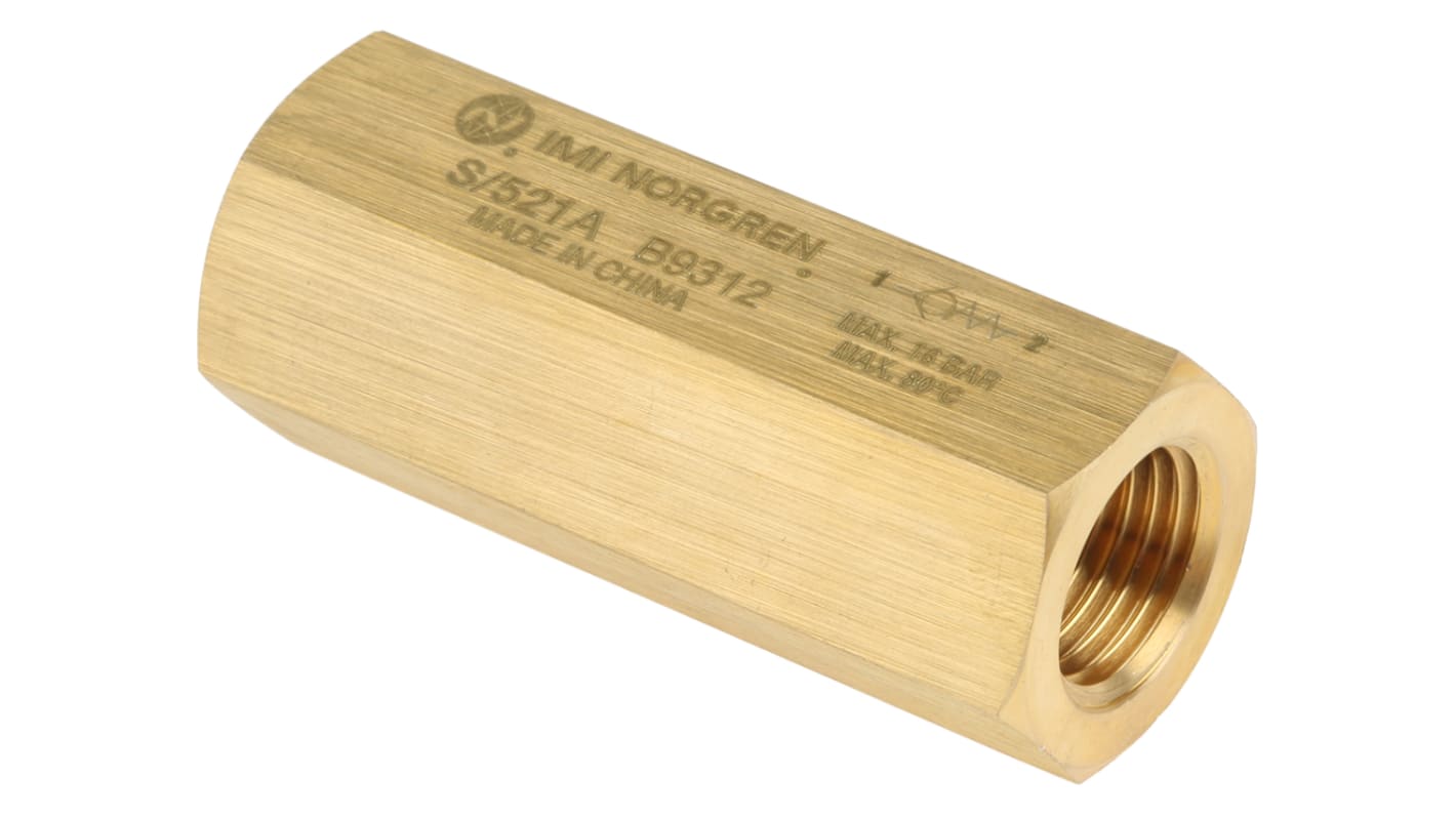 Norgren S/521 Non Return Valve G 1/4 Female Inlet, G 1/4 Female Outlet, 0.3 to 16bar