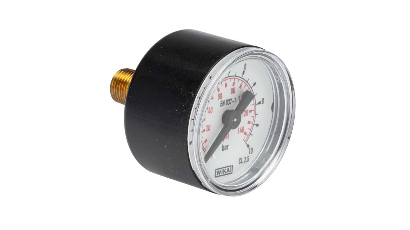 RS PRO Analogue Pressure Gauge 10bar Back Entry 40mm Outside Diameter, UKAS