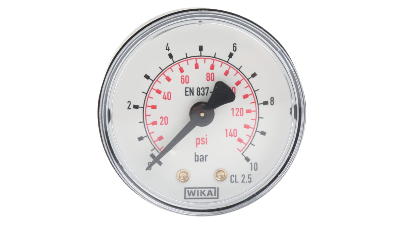 WIKA Analogue Pressure Gauge 10bar Back Entry 50mm Outside Diameter