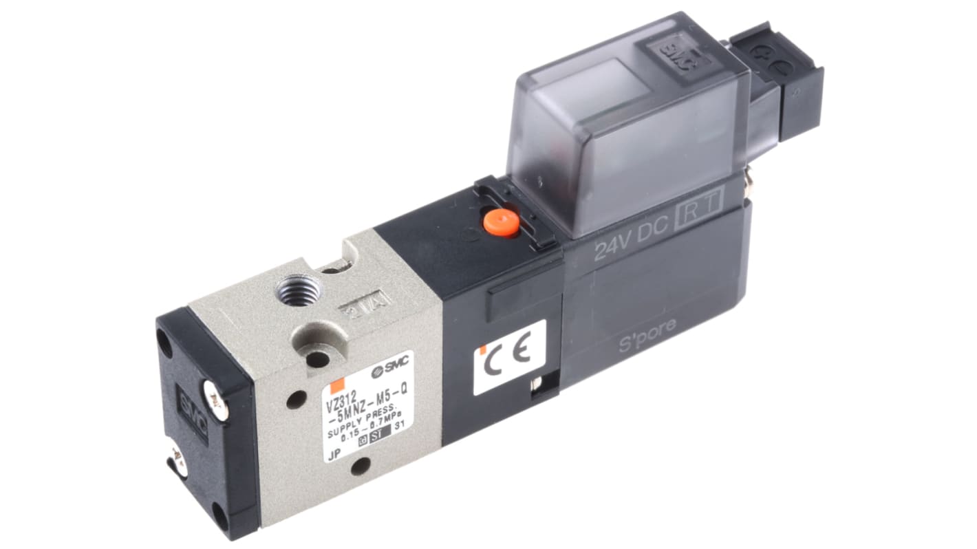 SMC 3/2 Pneumatic Solenoid Valve - Pilot/Pilot Metric M5 VZ300 Series 24V dc