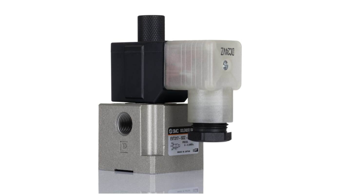 SMC 3/2 Pneumatic Control Valve - Spring/Solenoid G 1/4 VT317 Series 24V dc