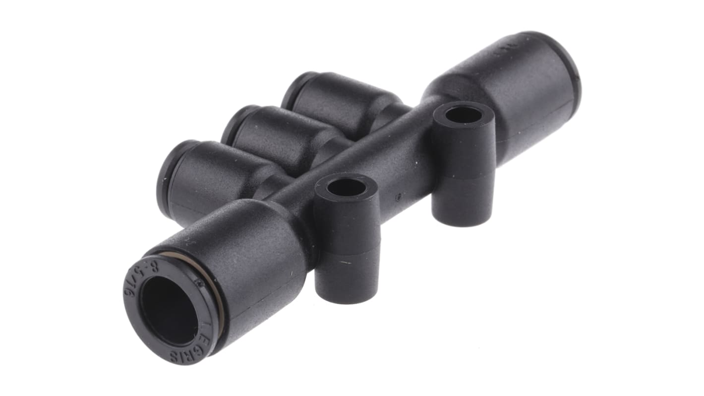 Legris LF3000 8-mm-Steckanschluss x 6-mm-Steckanschluss T-Einsteckadapter, Rohr-zu-Rohr, 20bar