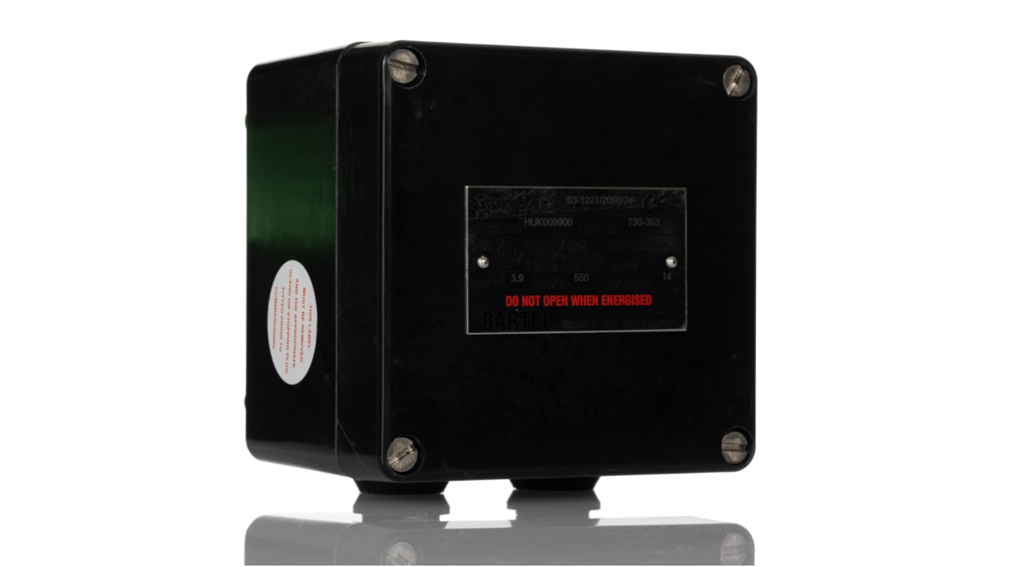 Bartec GB Series Black Junction Box, IP66, 10 Terminals, ATEX, 122 x 120 x 90mm