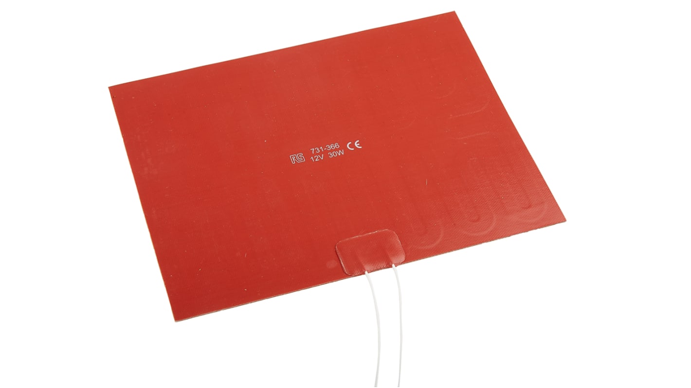 Tappetino riscaldante in silicone RS PRO, 12 V c.c., 30 W, 150 x 200mm, +200°C