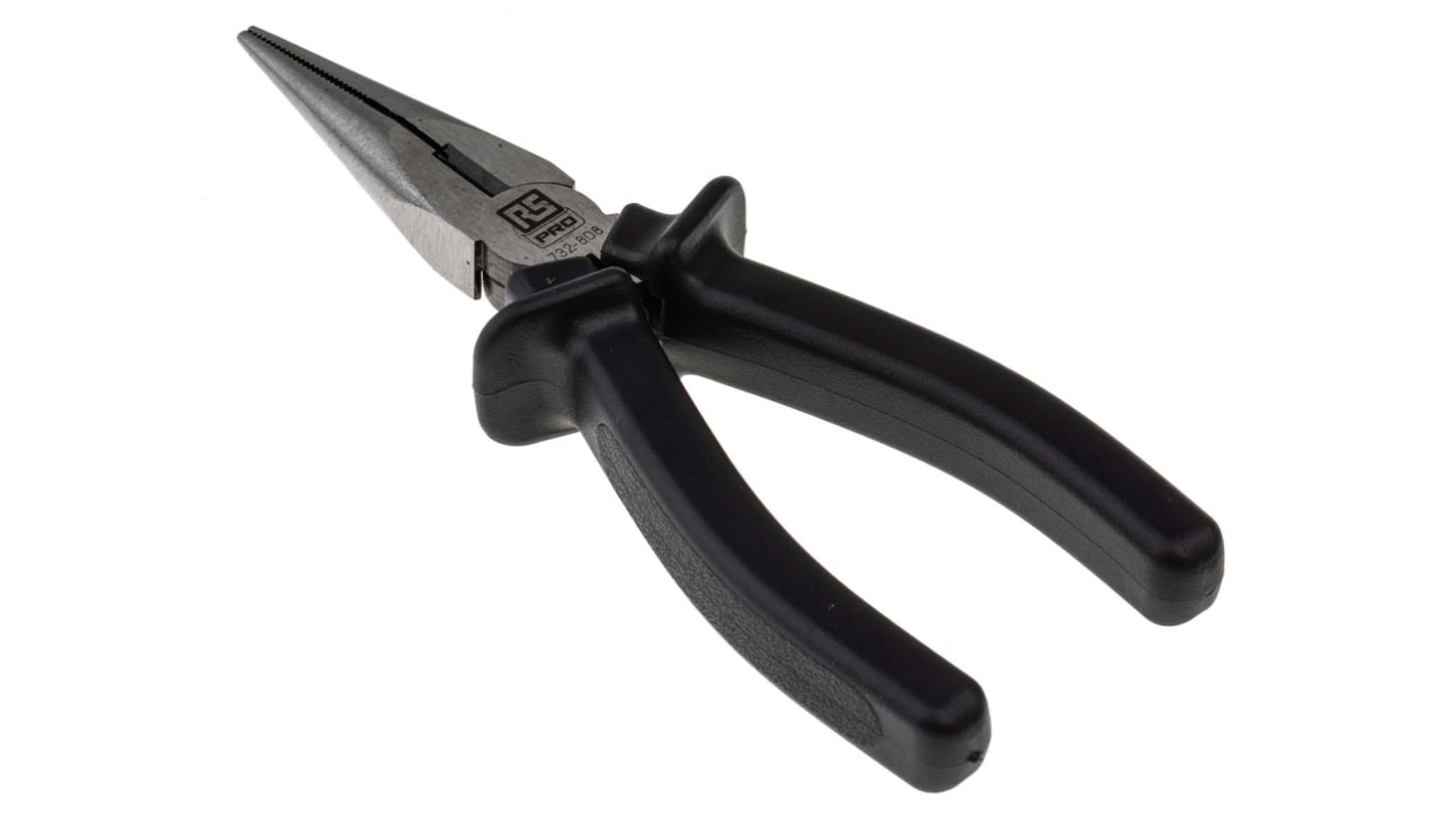 RS PRO Long Nose Pliers, 150 mm Overall, Straight Tip, 40mm Jaw