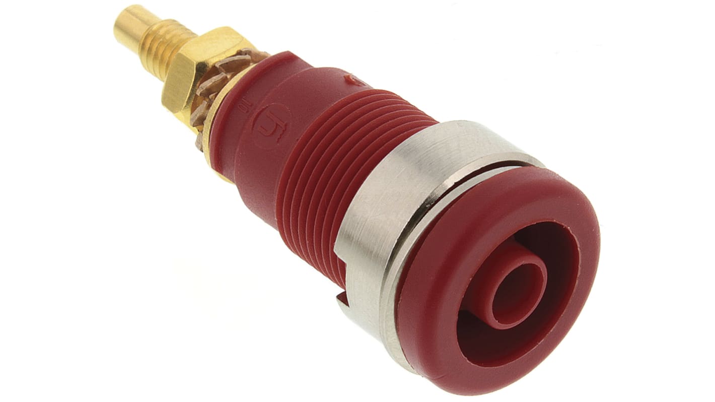 Hirschmann Test & Measurement Red Female Banana Socket, 4 mm Connector, Solder Termination, 32A, Gold Plating