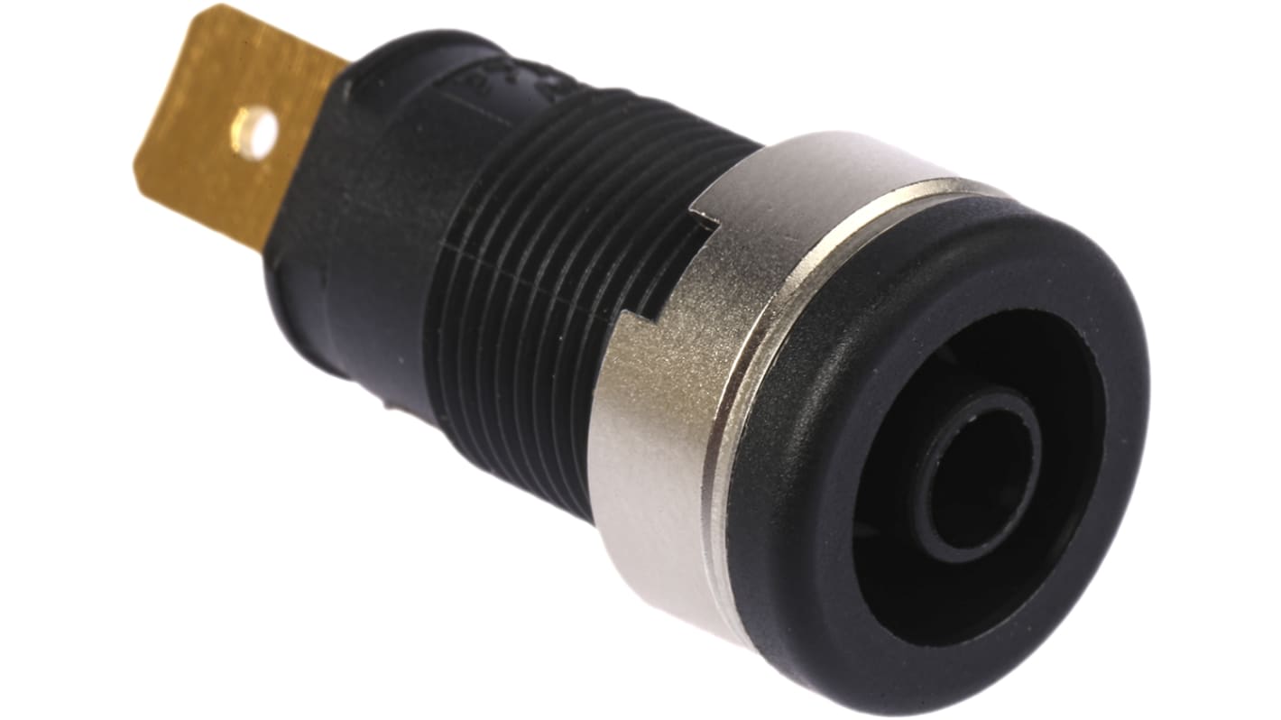 Hirschmann Test & Measurement Black Female Banana Socket, 4 mm Connector, Tab Termination, 32A, 1000V ac/dc, Gold