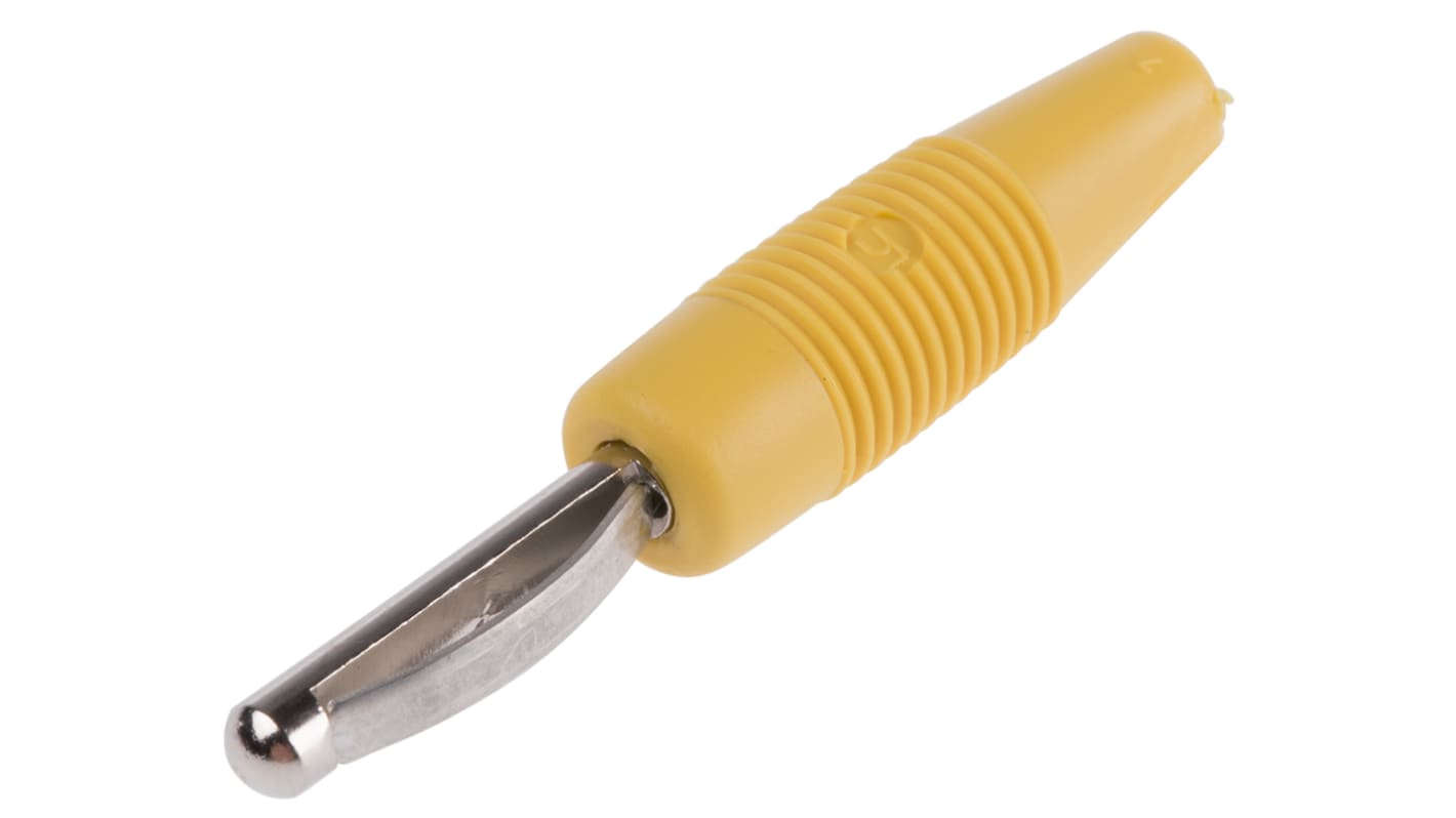 Hirschmann Test & Measurement Yellow Male Banana Plug - Screw, 30 V ac, 60 V dc