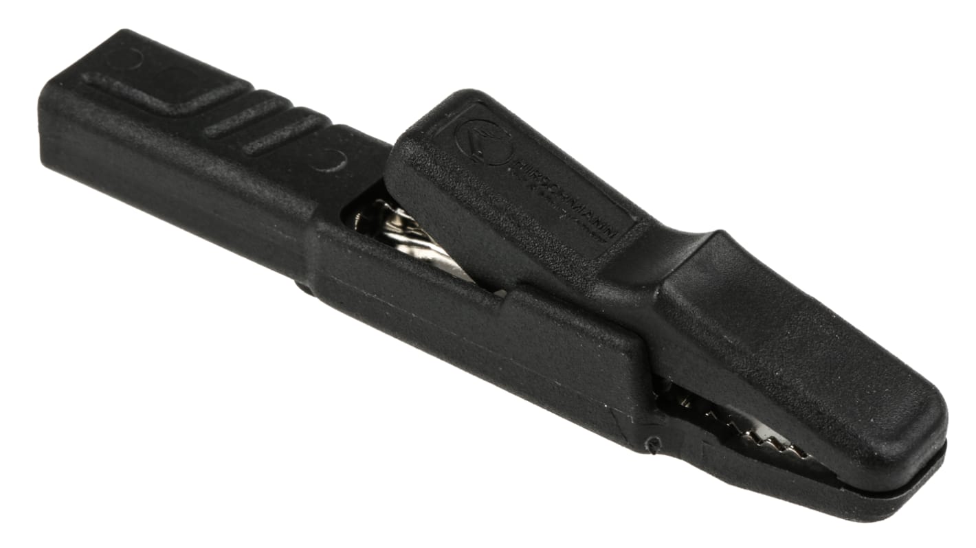 Hirschmann Test & Measurement Crocodile Clip 4 mm Connection, Brass Contact, 25A, Black