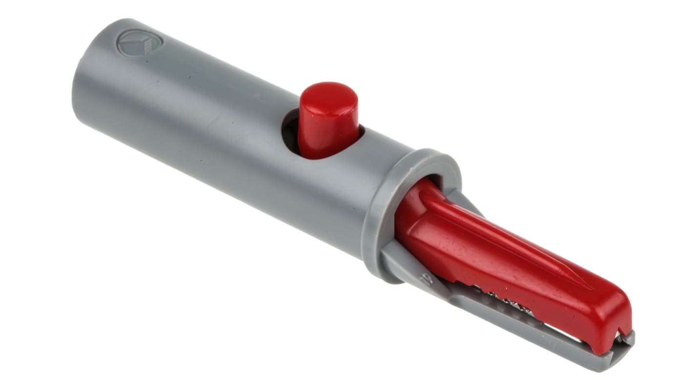 Hirschmann Test & Measurement Crocodile Clip 4 mm Connection, Brass Contact, 6A, Red