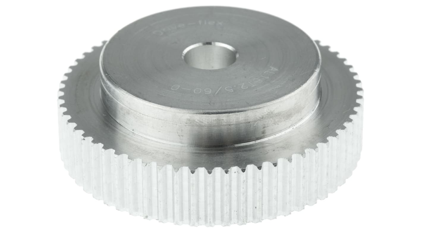 Tandremsskive, Aluminium, 60 tænder, Afstand: 2.5mm, passer til 6mm rembredde, huldia.: 8mm