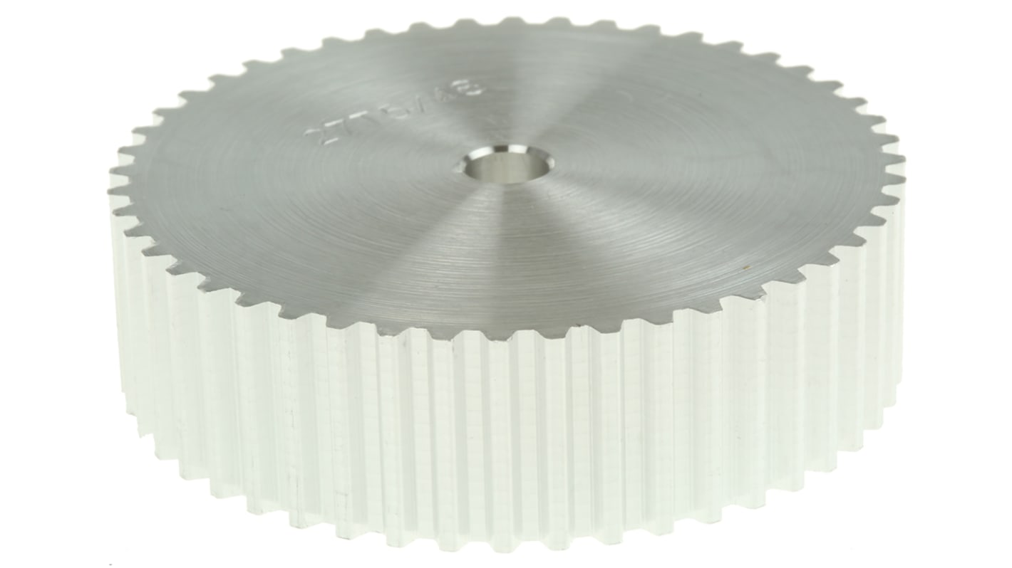 Tandremsskive, Aluminium, 48 tænder, Afstand: 5mm, passer til 16mm rembredde, huldia.: 8mm