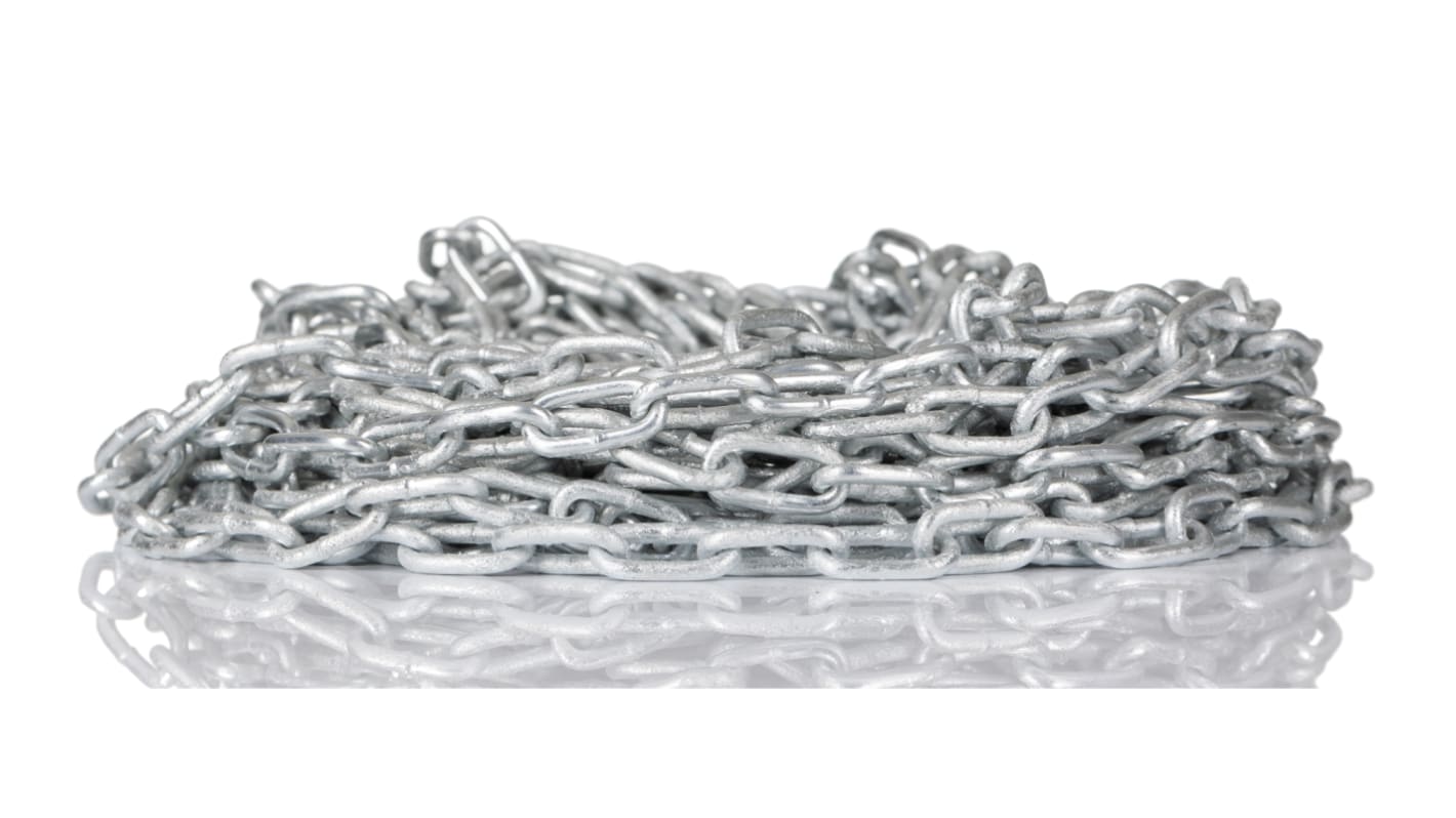 RS PRO Galvanised Steel Chain, 10m Length, 37 kg Lifting Load