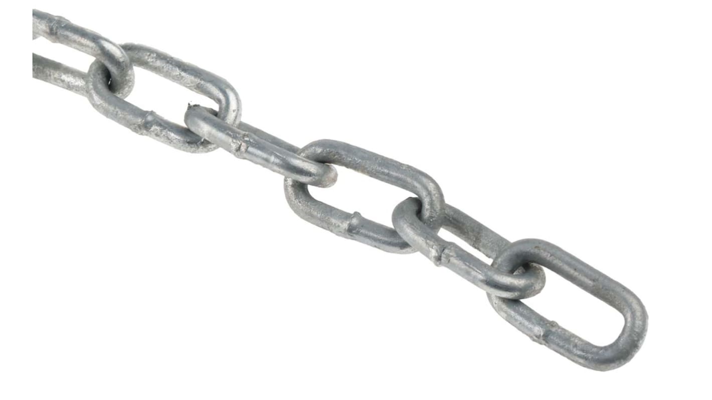 RS PRO Galvanised Steel Chain, 10m Length, 56 kg Lifting Load