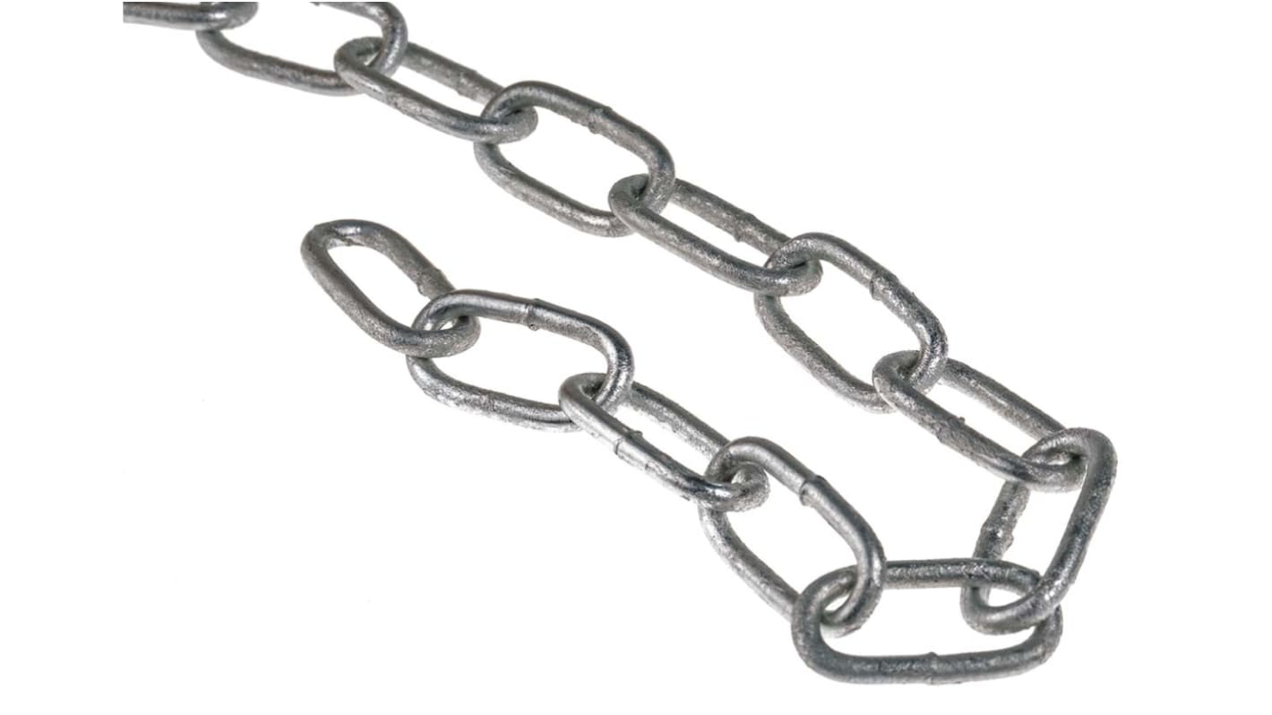 RS PRO Galvanised Steel Chain, 10m Length, 50 kg Lifting Load