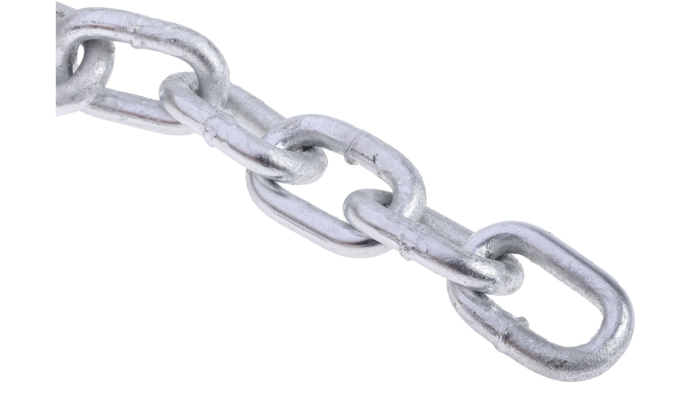 RS PRO Galvanised Steel Chain, 10m Length, 145 kg Lifting Load