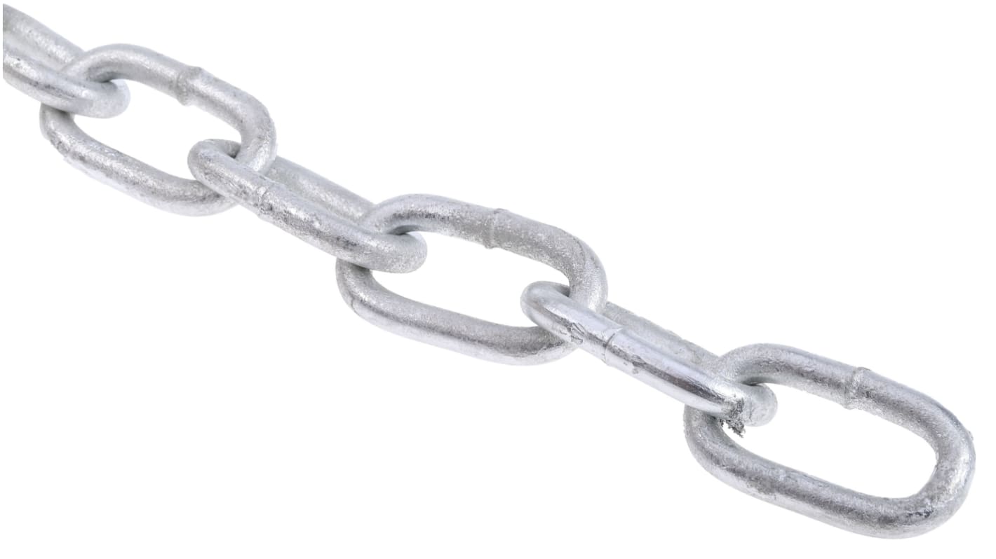 RS PRO Galvanised Steel Chain, 10m Length, 200 kg Lifting Load